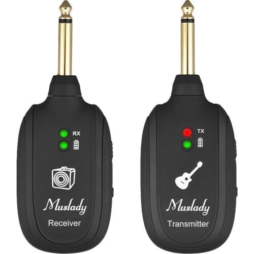 Muslady UHF Guitar Wireless System Transmitter Receiver Built-in Rechargeable Lithium Battery guitar transmitter Receiver Set