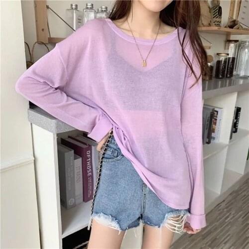Long-Sleeved Sun Protection Blouse Women Summer New Loose Yoga Fitness Thin Micro-Permeable Mesh T-Shirt Bottoming Shirt Top