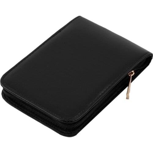 Black PU Leather Pen Case Zipper Case Fountain Pen Case For 12 Pens 175 x 120 x 30mm Pen Bag