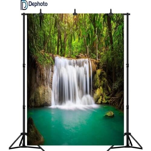 DePhoto Forest Mountain Waterfall Scenery Portrait Photography Backgrounds Custom Photographic Backdrops For Photo Studio