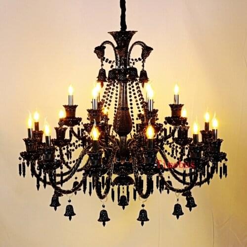 Crystal Chandelier Black Shade Candle Chandeliers Bedroom Black Chandelier Modern Blown Glass Chandelier Lighting Living Room
