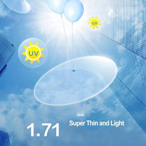 1.71 Refractive Index Single Vision High Abbe Number Aspheric Optical Eyeglasses Prescription Lenses Anti-Scratch and Radiation