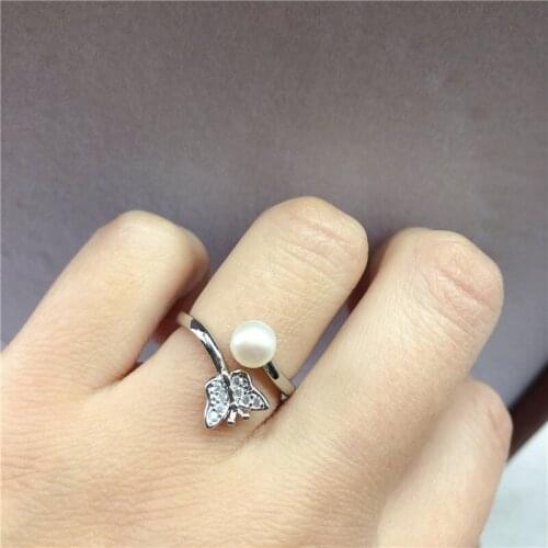 Cute Butterfly Ring Base Mountings Findings Settings Adjustable Ring Jewelry Parts Fittings Accessories for Pearl Beads Stones