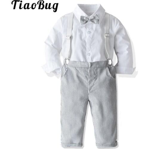 2Pcs Baby Boys Clothes Sets Boys Suits Wedding Party Gentleman Kids Clothing Outfits Long Sleeve Shirt + Pant Childrens Set