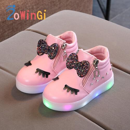 Size 21-30 Sneakers Luminous Kids Led Shoes for Girls Waterproof Sport Shoes basket lumineuse enfant Kids Shoes for Girl Led