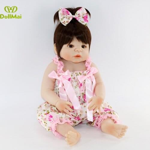 Bebes reborn full silicone reborn baby dolls toys for child gift 22"55cm real baby girl newborn dolls can bathe boneca reborn