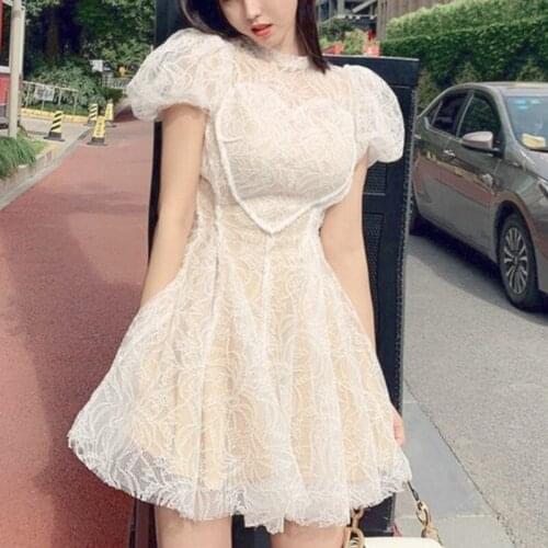 Summer Kawaii Sweet Fairy Dress Retro Korean Style Designer Cute Fairy Dress Femae Party Maid Mini Sexy Club Outfits for Women