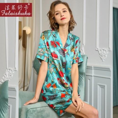 Fresh green 100% silk shorts pajamas sets women short sleeveless sleepwear women elegant Beautiful flowers summer pyjamas T8223