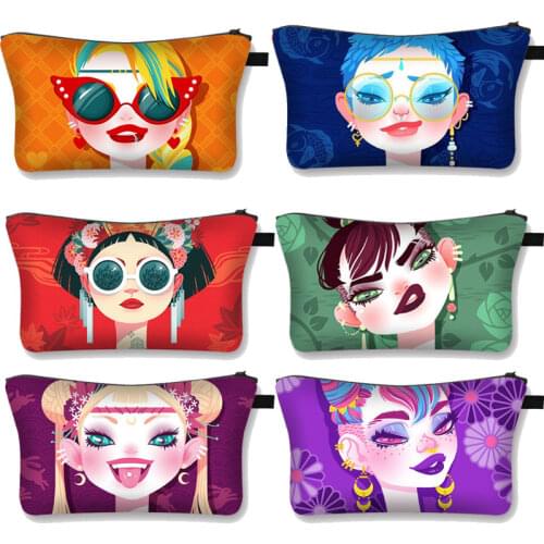 Cute Japanese style Girl Print Cosmetic Case Women Makeup Bag Ladies Cartoon Cosmetic Bag Female Fashion Toiletries Organizer