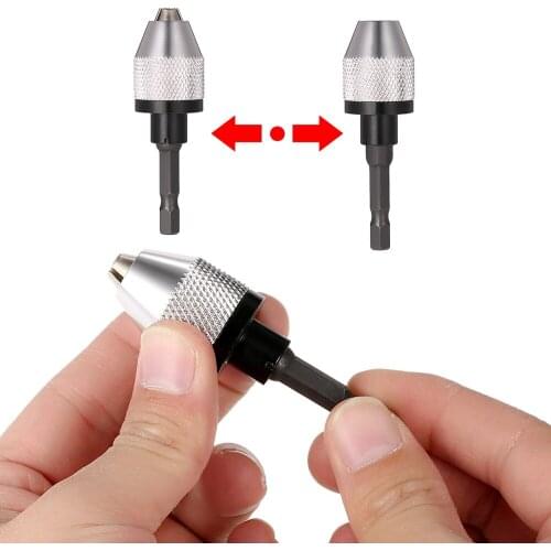 Mini Portable 0.3-6.5mm Electric Grinder Quick Change Drill Chuck with 6.35mm 1/4" Hex Shank Universal Drill Bit Converter