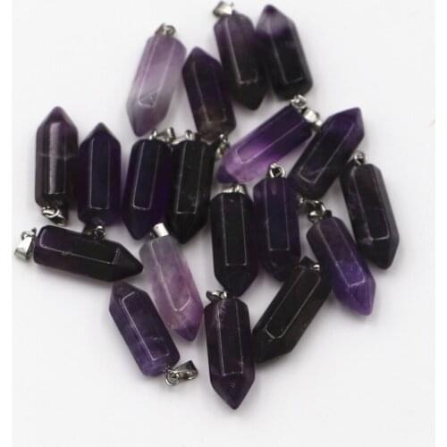 Fashion High Quality Amethysts Winding Bullet Pendant Hexagonal Columnar Pendant Ladies Fashion Necklace Pendant Necklace Making
