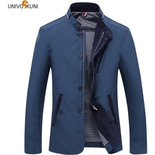 UNIVOS KUNI 2019 Mens Casual Jacket Overcoat Soild Color Slim Fit Male Overcoat Brand Wild Design Fahsion Big Size 4XL Q6081