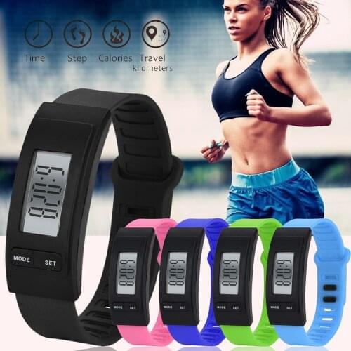 Mens and womens pedometer electronic watch Run Step Watch bracelet calorie counter digital LCD walking distance часы W