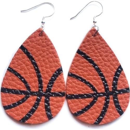 New PU Leather Prints Football Basketball Softball Earrings for Women Fashion American Sport Earrings Wholesale