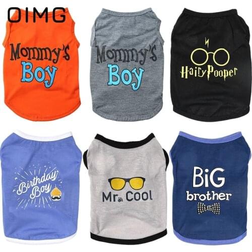OIMG Cool Dog Boy Clothes Summer Letter Print Dog T-shirt For Small Dogs Bulldog Chihuahua Clothing Puppy Outfit Dog Tops