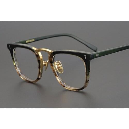 Retro Acetate Glasses Frames Pure Titanium Beam Art Men Women Optical Fashion Computer Glasses 50108