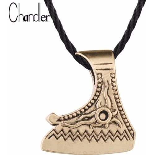 Chandler Perun Axe Necklace Viking Son Of The Sun Antique Plated Rope Chain Punk Personality Viking Jeweley