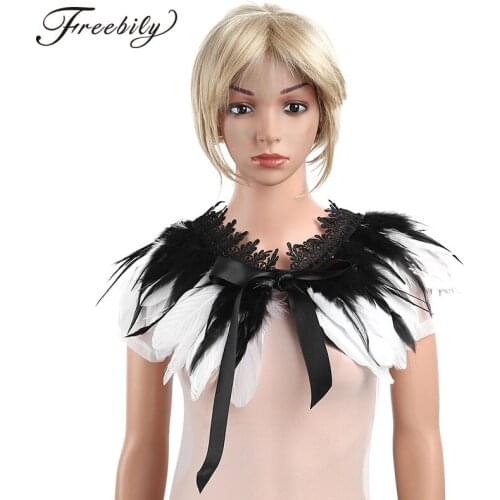 Feather Fake Collar Victorian Real Natural Feather Cape Stole Shawl Gothic Collar Festival Rave Stage Performance Costume