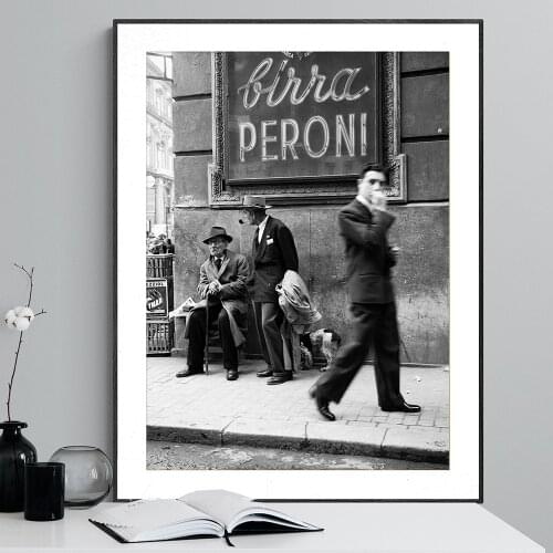 Minimalist Men in a Street of Napoli Posters Prints Vintage Italy Canvas Painting Wall Art Pictures For Living Room Home Decor