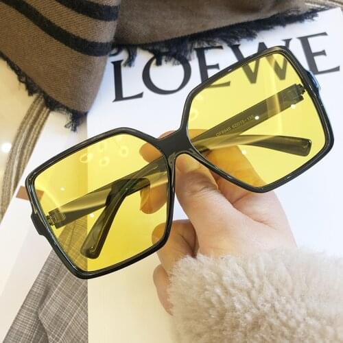 Polarized Sunglasses Men Women Brand Designer Korean Yellow Square Driving Sunglasses Vintgae Big Frame Glasses Shades