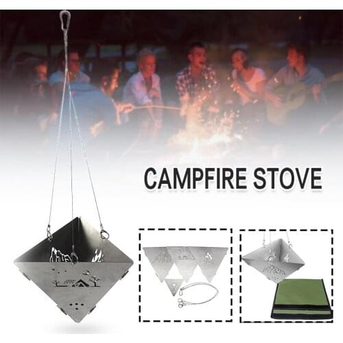 Portable Stainless Steel Camping Stove with Geometric Shape Durable Lightweight Easy Operation Convenient for Outdoor B2Cshop