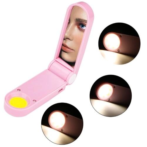 LED portable mini makeup mirror light USB rechargeable night light folding mirror