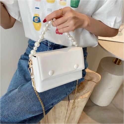 Luxury Womens Bags 2021 Summer New Messenger Bag Popular Handbags Casual Brand PU Leather Pearl Chain Shoulder Crossbody Bags
