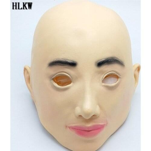 Sexy Realistic Female Mask Halloween Female Masquerade Latex Party Mask Sexy Girl Crossdress Costume Cosplay Mask Role Play Toy