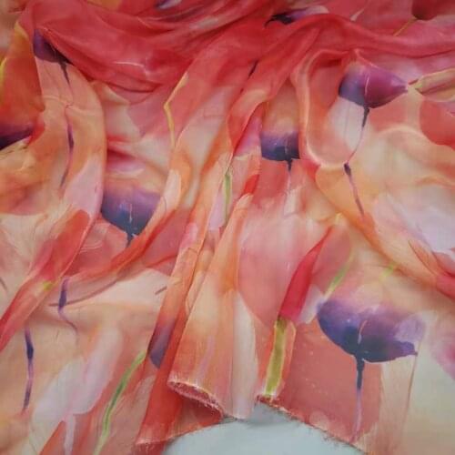 Printed Chiffon Dress Position Print 30d Thin Beach Skirt Long Skirt Scarf Ribbon Shirt Chinese Dancing DIY Fabric