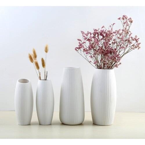 Nordic Ins Wind Crafts Dried Flowers Flower Arrangement Home Desktop Decoration Ornaments White Ceramic Vase