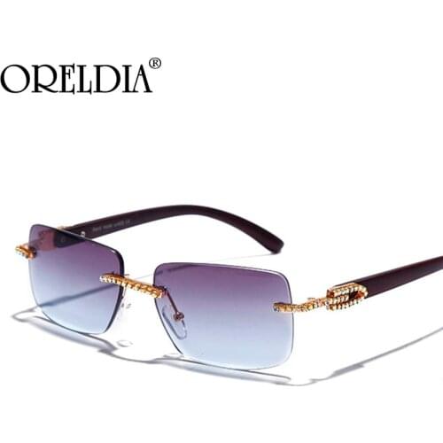 Fashion Diamond Rimless Sunglasses 2021 Women Luxury Rhinestone Rectangle Sun Glasses Men Brand Designer Gradient Eyewear UV400