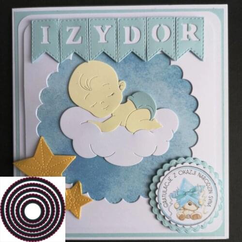 Stitched Circle Scallop Frame Dies cutting decorative Scrapbooking Steel Craft Die Cut create Stamp Embossing paper Card Stencil