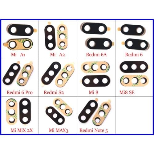 50pcs rear back camera glass lens for Xiaomi Redmi 6 pro 6A/S2/Y2 /Note 5/xiaomi Mi A1 A2 8 SE/Mi mix 2S/Mi Max 3