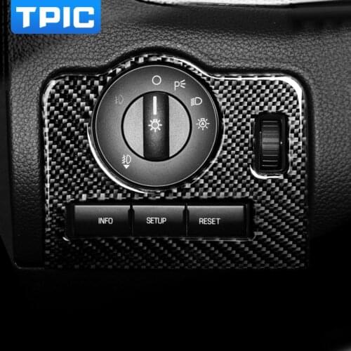 TPIC For Ford Mustang 2009-2013 Car Interior Moulding Carbon Fiber Headlight Switch Frame Trim Cover Adjustment Auto Stickers