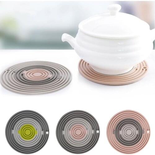 Three-In-One Round Silicone Insulation Mat High-Temperature Resistant Multi-Purpose Table，Combination Pot Mat Coaster Dropship