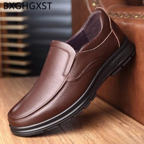 Casual Shoes Men Leather Formal Dresses Winter Genuine Leather Shoes Men Loafers Luxury Slip on Shoes Men 2020 Zapatos De Hombre