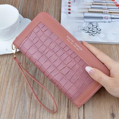 2021 Long Womens Wallet Purses Zipper Coin Purse Card Holder Wallets Female Pu Leather Clutch Money Bag Pu Leather Wallet