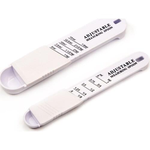 2pcs/set PP Plastic White Kitchen Tools Measure Tool Adjustable Portable Coffee Measuring Spoons Multi Purpose