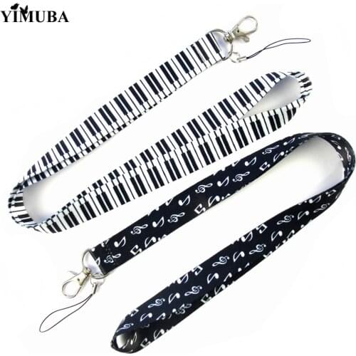 YIMUBA Music Notes Piano Key Chain Lanyards Mobile Phone Camera USB Neck Straps Accessories Hang Rope ID Card Badge Student Gift