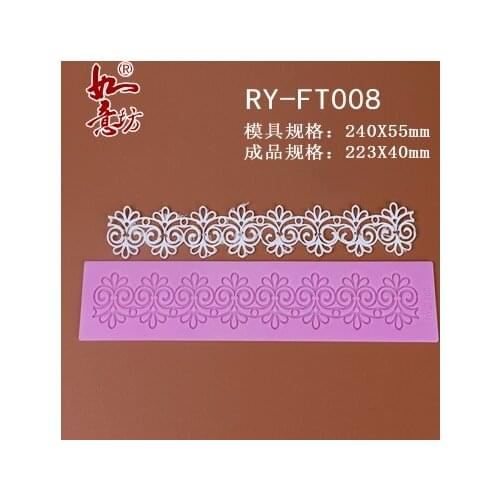 Ry-ft008 Food grade silicone mould 24x5.5cm flower vine sugar lace mat decoration for cupcake baking ware sugar craft mold