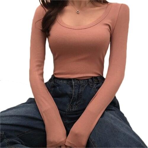 Base Top Women Spring and Autumn Slim Tshirt O-neck Long Sleeve T-shirt Female Bottoming Shirts NS2116