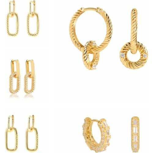 AIDE 925 Silver Crystal Earrings Jewelry for Women 2021 Drop Earrings Piercing Hanging Earring Hoops Zircon Boucle Oreille Femme