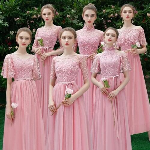 New Pink sweat lady girl women princess bridesmaid banquet party ball performance dance dress gown free shipping
