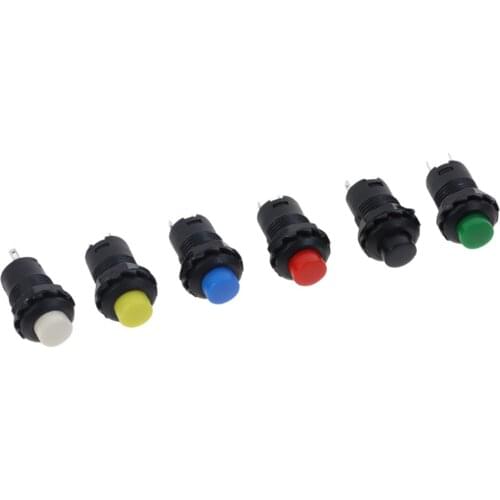 10pcs Momentary Push Button Switch 12mm Momentary 3A /125VAC 1.5A/250VAC BLACK WHITE YELLOW RED GREEN BLUE DS-227