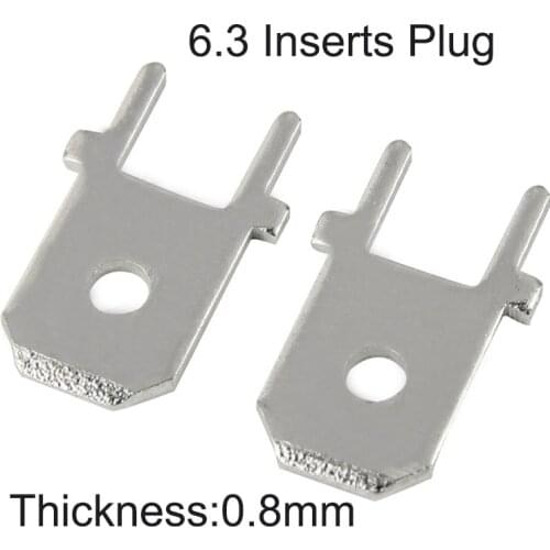 100pcs 6.3 Inserts Plug/6.3 tab male Terminal 250 PCB Solder lug PCB welding sheet 2 legs thickness 0.8mm