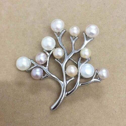 100% nature freshwater pearl brooch -very fashion high quality AA pearl, silver flower shape ,many pearls