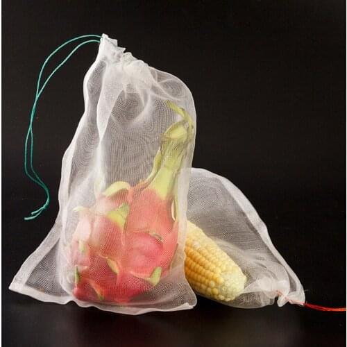 100Pcs Garden Plant Vegetable Fruit Protection Bag Sac white Anti Bird Nylon Mesh Drawstring tool Set Fly Colander Pest Control