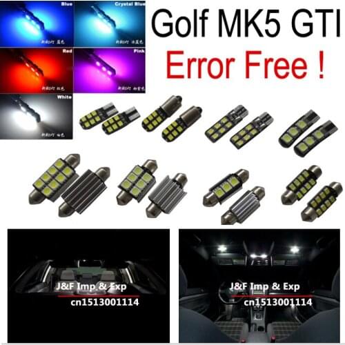 14pc X Error Free GTI Rabbit Golf 5 MK5 LED car interior map dome light kit package(2006-2009)