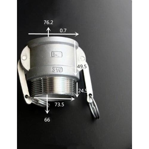 2-1/2" BSPT Male x Socket Type B Camlock Quick Disconnect Coupling 304 Stianless Cam Groove For Hose Pumps Homebrew