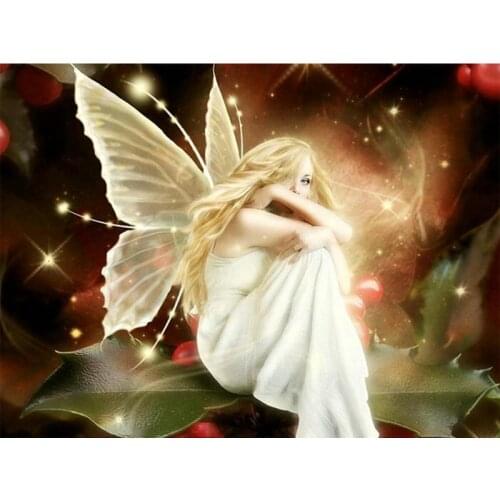 5D DIY diamond embroidery girl butterfly pictures backdrop Home Decor Full Resin round rhinestone diamond Painting fairy picture